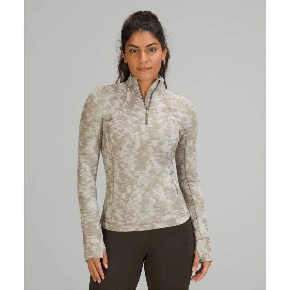 Lululemon Its Rulu Run Half-Zip in Jacquard White Opal Size 8